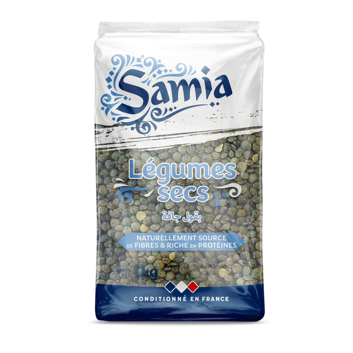 SAMIA – Lentilles Vertes Riches en Protéines, Texture Fondante Idéale en Cuisine (1 kg) - lot de 3 - Vendu par Lot