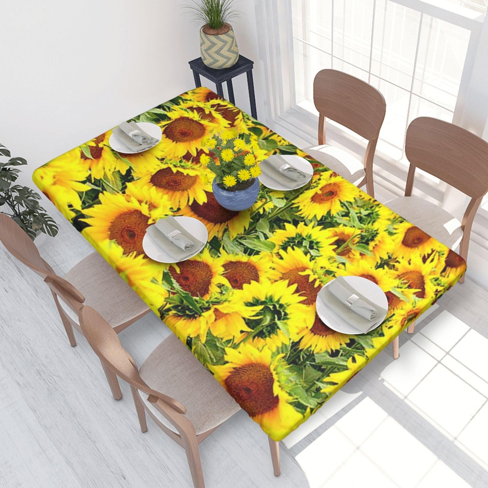 BNVSADC Sunflowers Printed 4FT Tablecloth 122x76 CM Polyester Kitchen Water Resistant Table Cloth Dining Table Decoration Table Covers