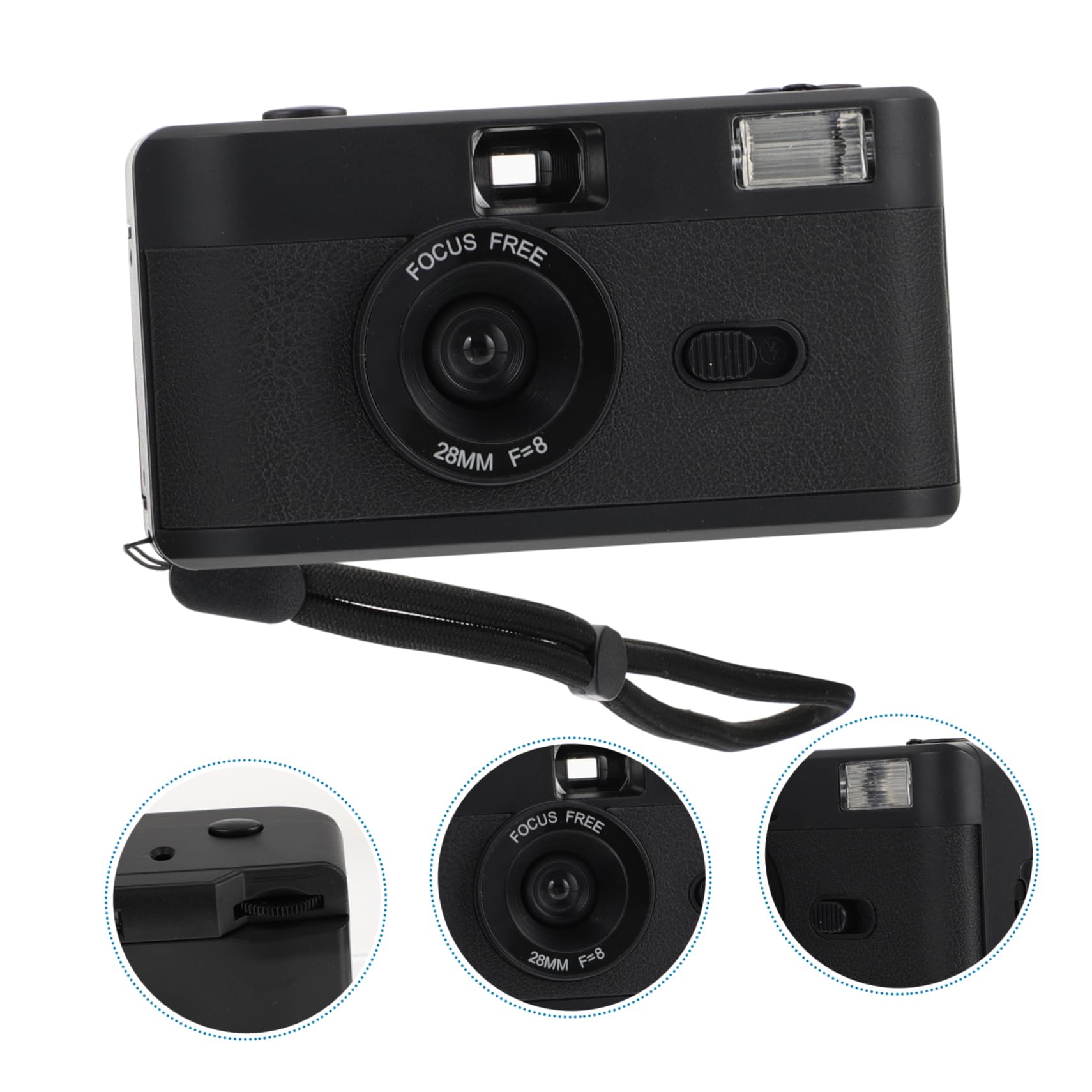 Gadpiparty Vintage Filmkamera aus ABS Wiederverwendbar mit Eingebautem Blitz Schwarz