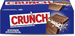 CRUNCH Full-Size Candy Bar, Creamy Milk Chocolate with Crunchy Crisped Rice, 36 Individually Wrapped Bars, 1.55 oz Each