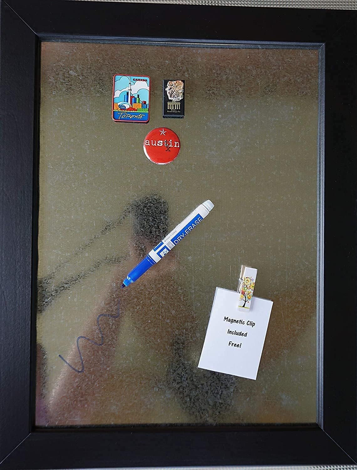 Magnetic Dry Erase Memo Board 14x18 w/FREE Magnet | Galvanized with Rustic Black Wood Frame ** Indoor & Outdoor Use ** Complete Wall Organization Solution ** Great Gift!
