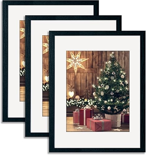 Miniatura 7 de Marco de 12 x 18 pulgadas con paspartú, color gris, juego de 3 portarretratos de madera, para fotos de 8.5 x 11 pulgadas con paspartú o de 12 x 18
