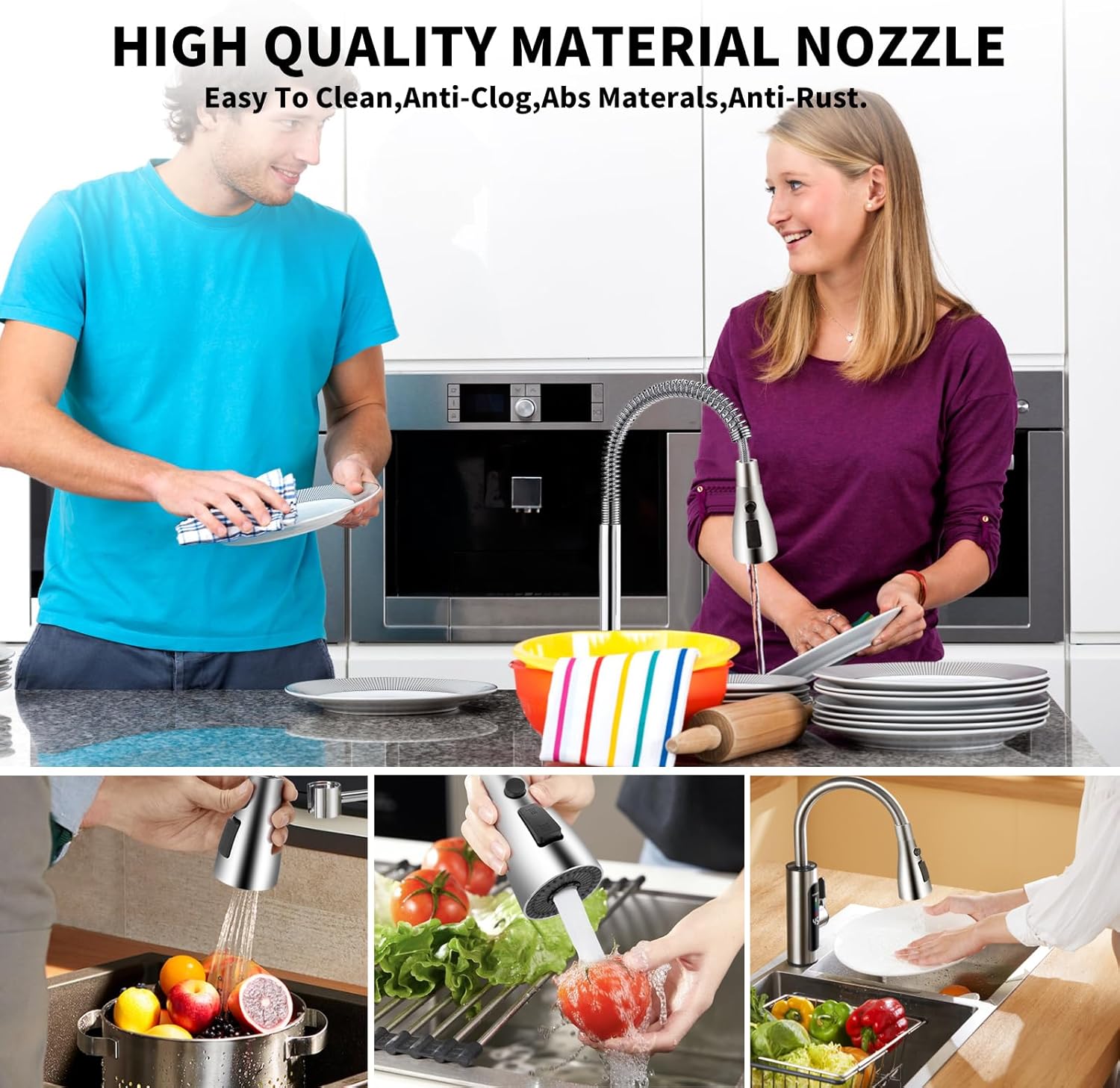 12 Pull Down Kitchen Faucet Head Adapter Kits,Multiple Sink Spray Head Adapters Compatible,Includes Only Accessories,Faucet Nozzle Not Included，Nozzle Hose Connector Black
