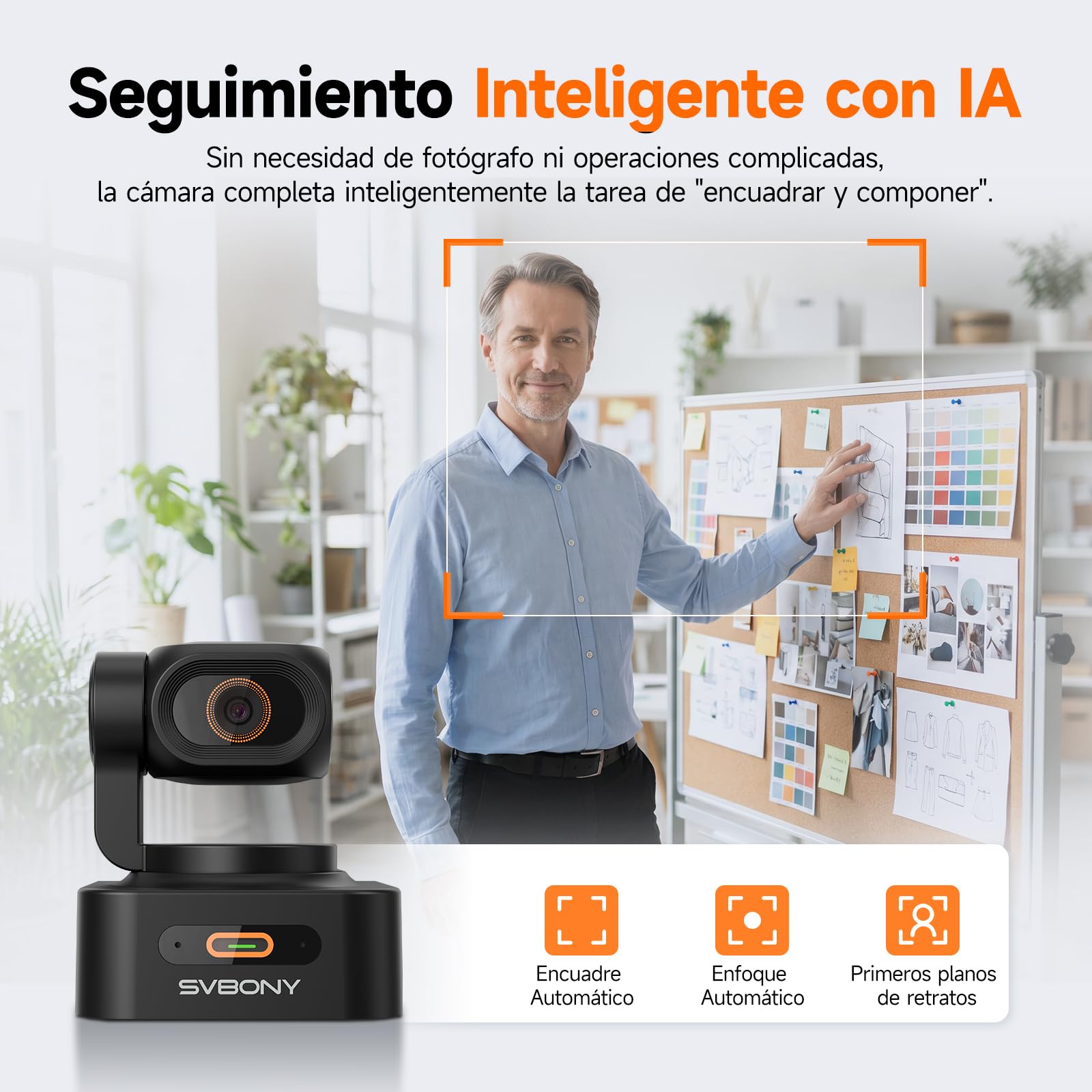 SVBONY SVN W2 4K Webcam: IA Seguimiento, 1/2" Sensor, PTZ Dual, HDR, Micrófono IA Antirruido, Gestos, Autoenfoque, para Trabajo Híbrido y Contenido