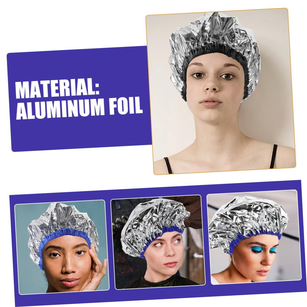 2pcs Aluminum Foil Hair Conditioning Caps Band Hair Dyeing and Treatment Caps for Salon Home Use