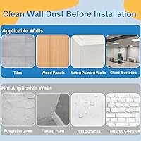 Vista 8 de Juego de 2 películas protectoras electrostáticas de pared con cortador de película, papel adhesivo transparente para despegar y pegar, película