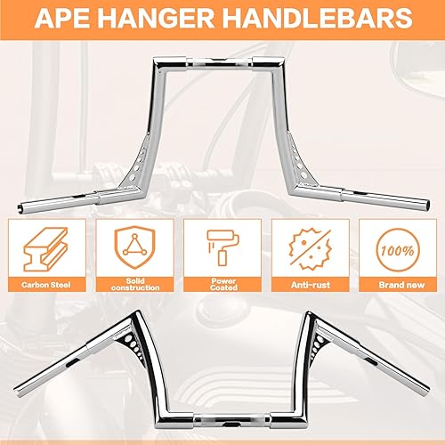 Miniatura 5 de VG MOTO Manillar de suspensión Ape de 14 pulgadas, abrazadera de 1.25 pulgadas de grasa de 1 pulgada de repuesto para Harley Dyna Softail Touring