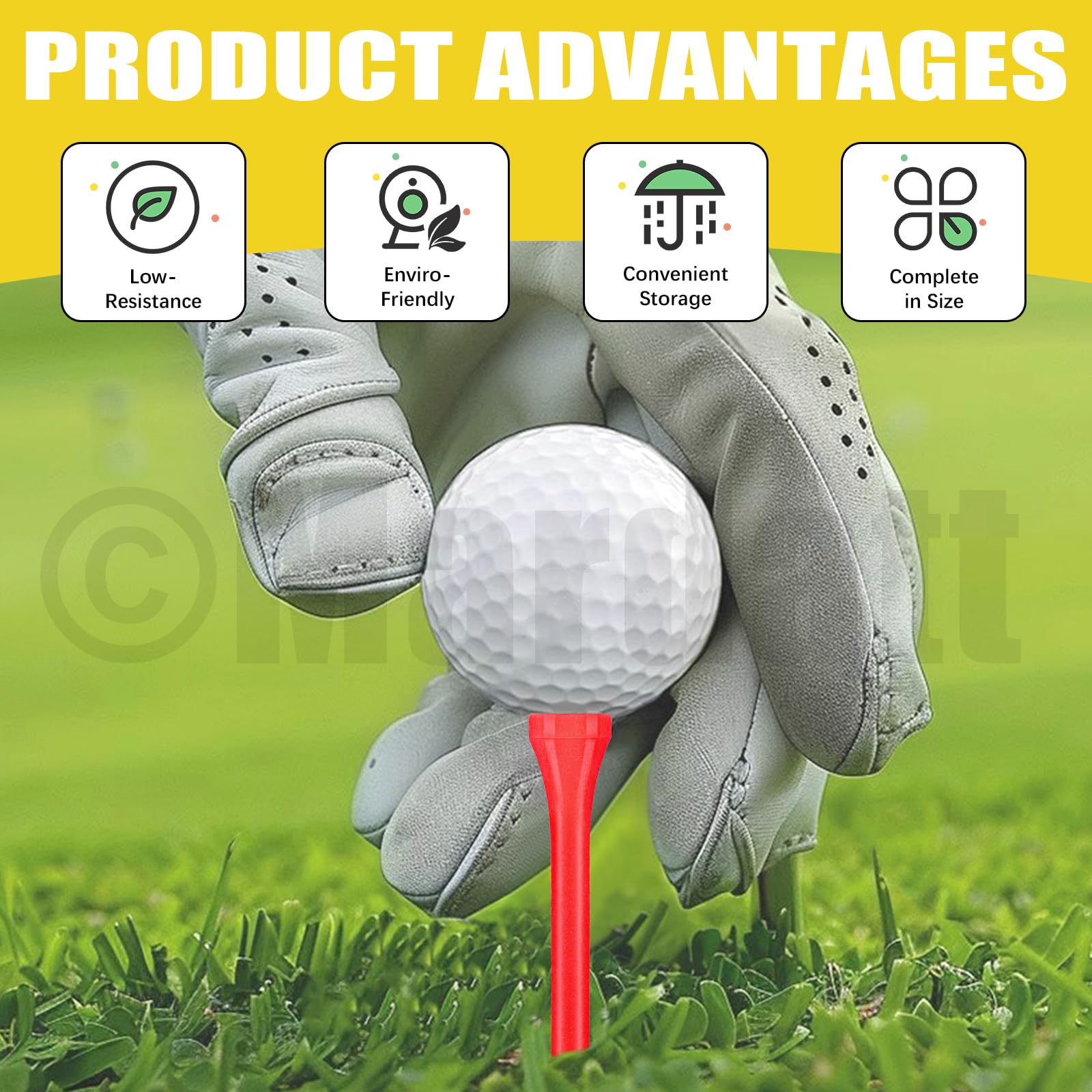 Mardatt 180Pcs Golf Tees, 1-3/5"(42mm), 2-1/8"(54mm), 2-3/4"(70mm), 3-1/4"(83mm) Bamboo Golf Tees - Image 4