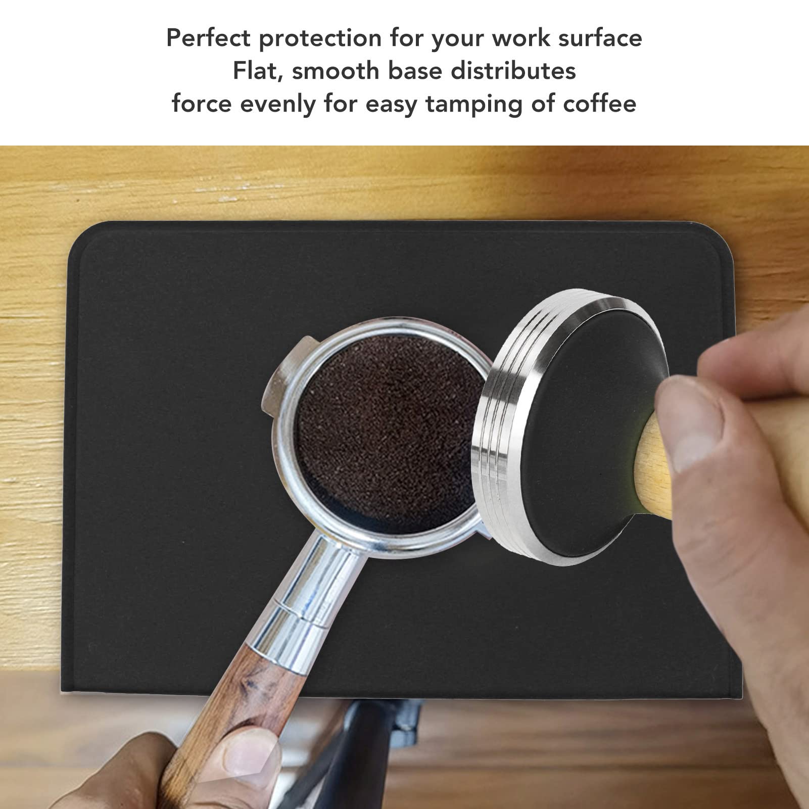 Juego de Manipulación de café de Madera con Tapete de Silicona Diseñado para Baristas Principiantes Materiales de Primera Calidad Duraderos y Fáciles de Limpiar 8,5 X 6,0 Pulgadas