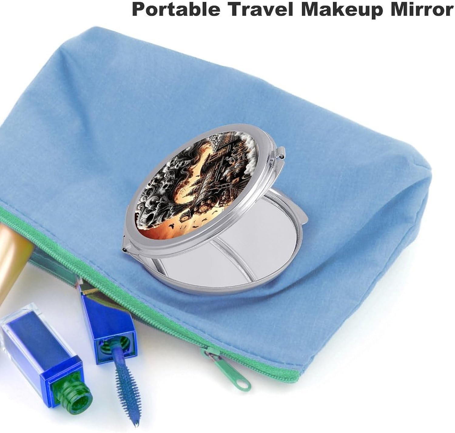 Evil Steam Train Compact Mirror 2x/1x Magnifying Makeup Mirror image 3
