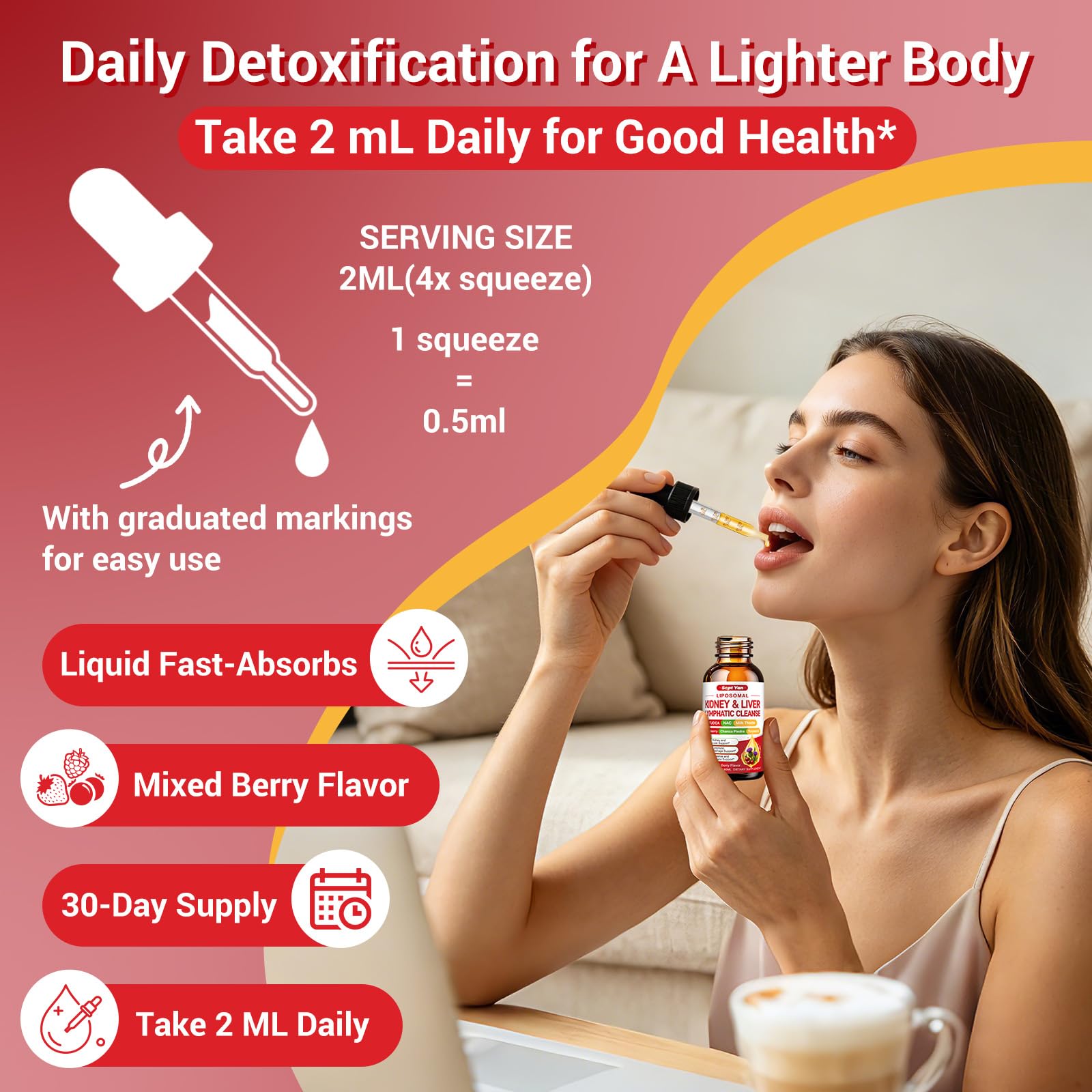 32-in-1 Kidney & Liver, Lymph Cleanse Detox & Repair Drops with Cranberry, Milk Thistle, Chanca Piedra for Lymphatic Drainage, Kidney & Live, Urinary Tract Support, Mixed Berry Flavor, 2 Fl Oz — Amazon image 7