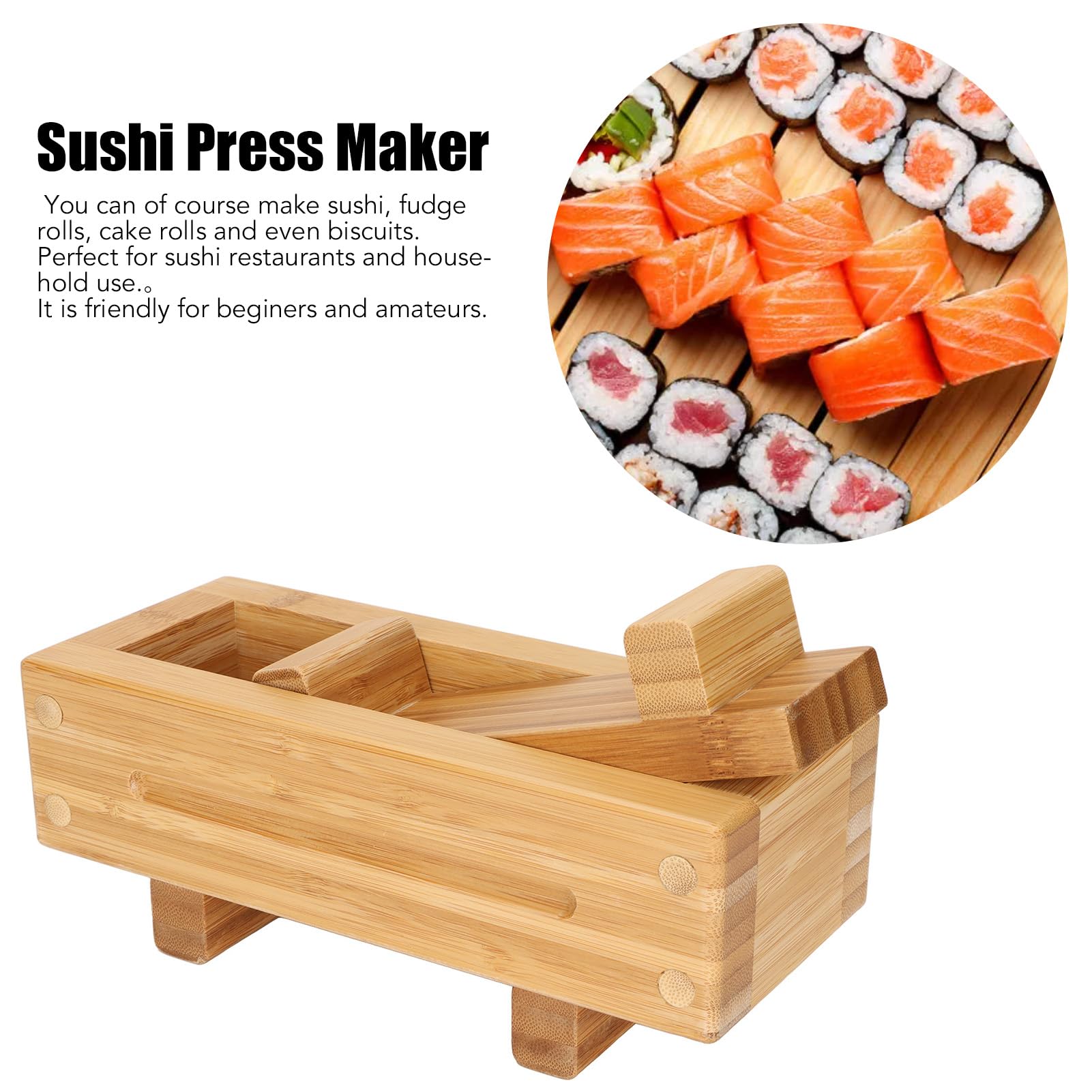 Molde de Arroz de Madera Aramox para Cocinar, Molde de Prensa de Sushi de Madera, Caja de Molde de Arroz Portátil Rectangular sin Olor DIY