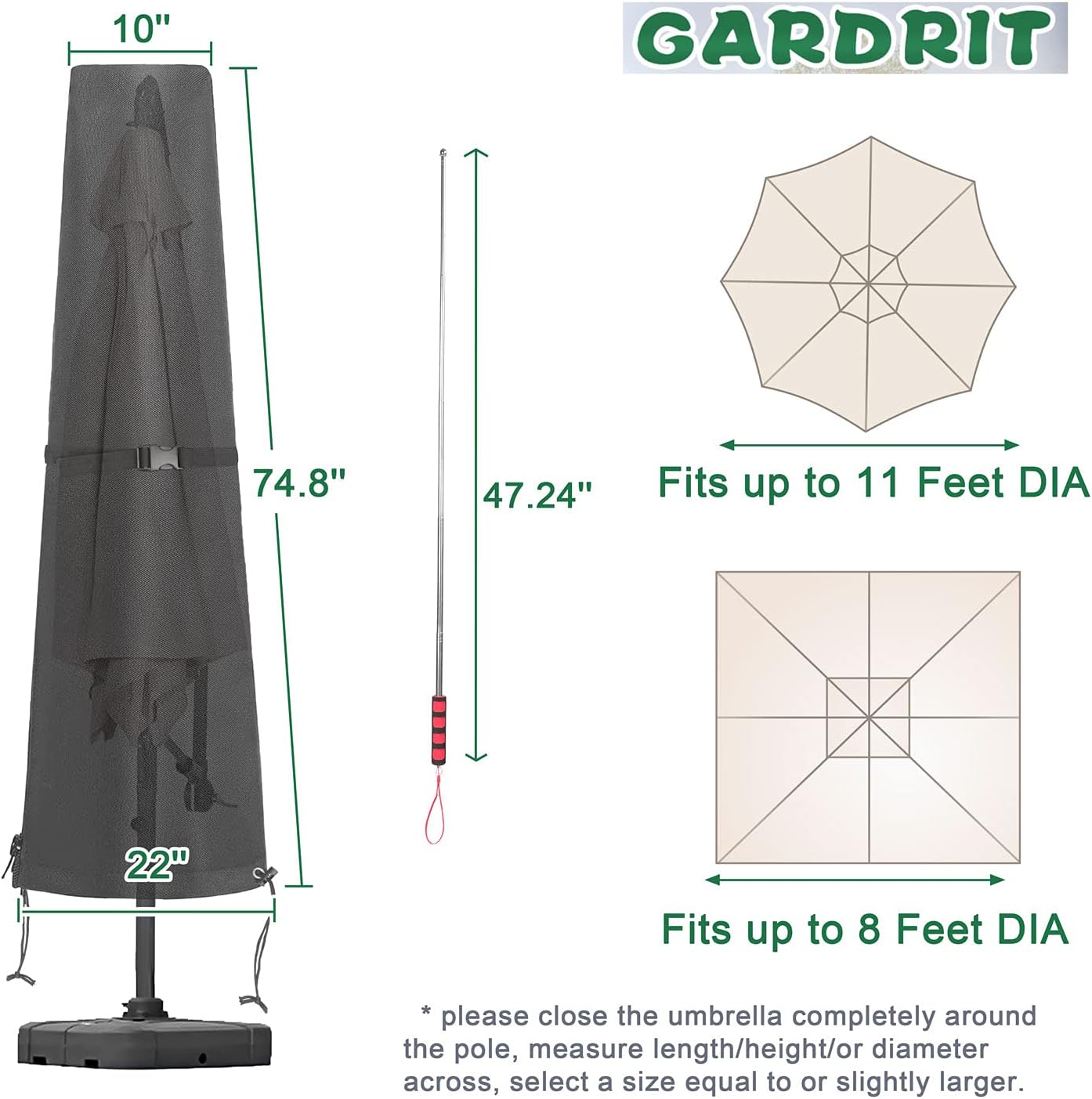 GARDRIT Patio Umbrella Cover, Waterproof 600D Oxford Nepal Ubuy