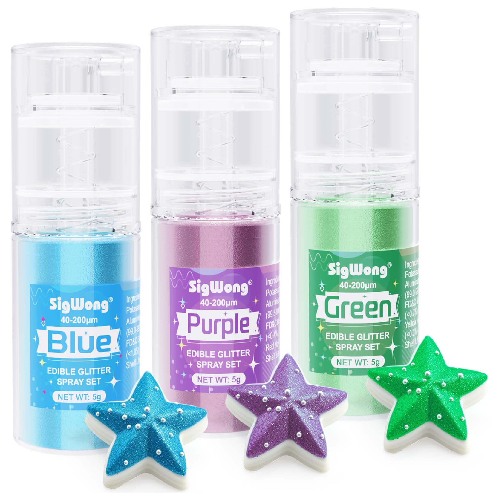 Snapklik.com : Edible Glitter Spray Set - 3 Color 100% Edible Glitter ...