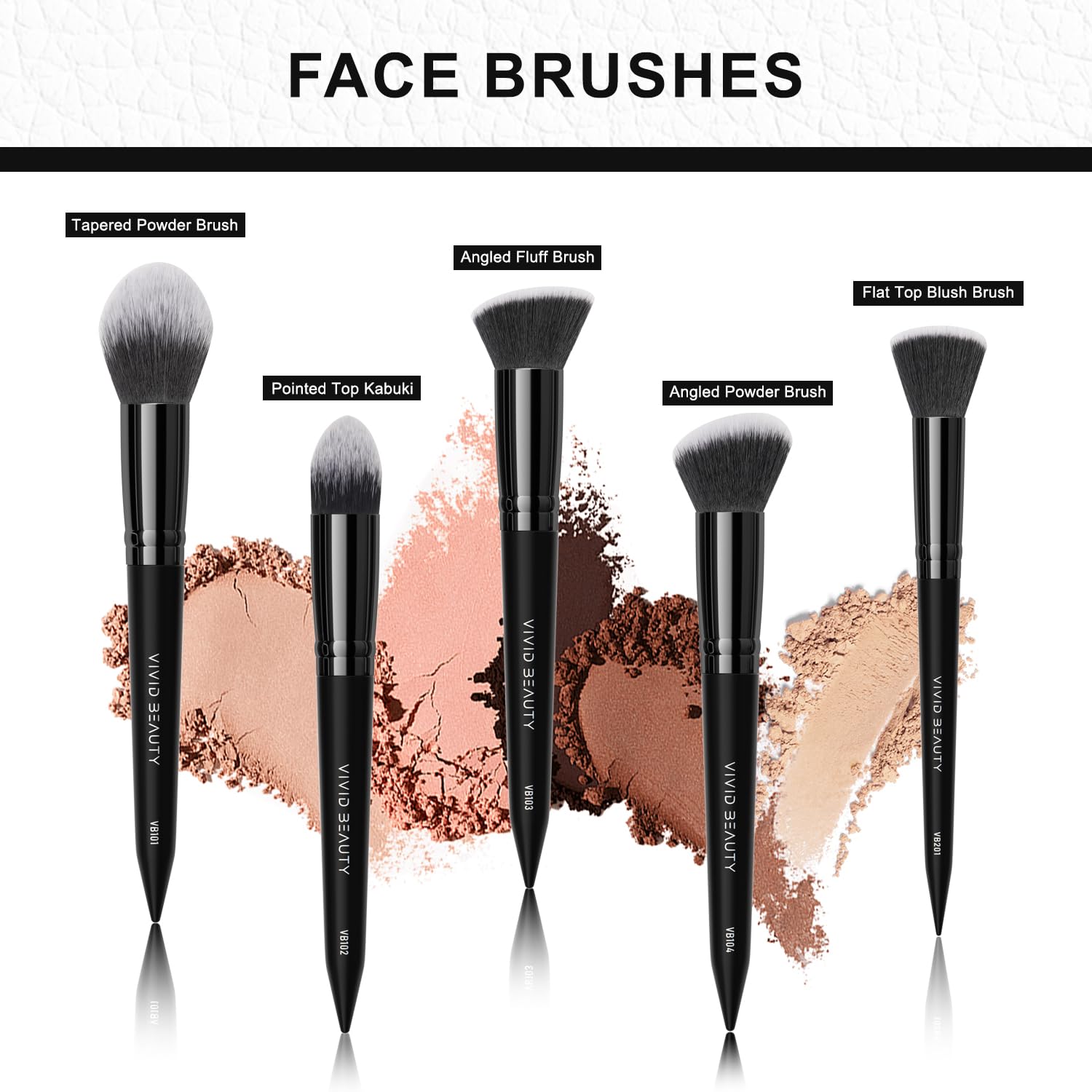 Juego de 5 brochas de maquillaje, suaves y respetuosas con la piel para un maquillaje facial impecable, incluye brocha para polvo y base, kit cosmético profesional para una aplicación