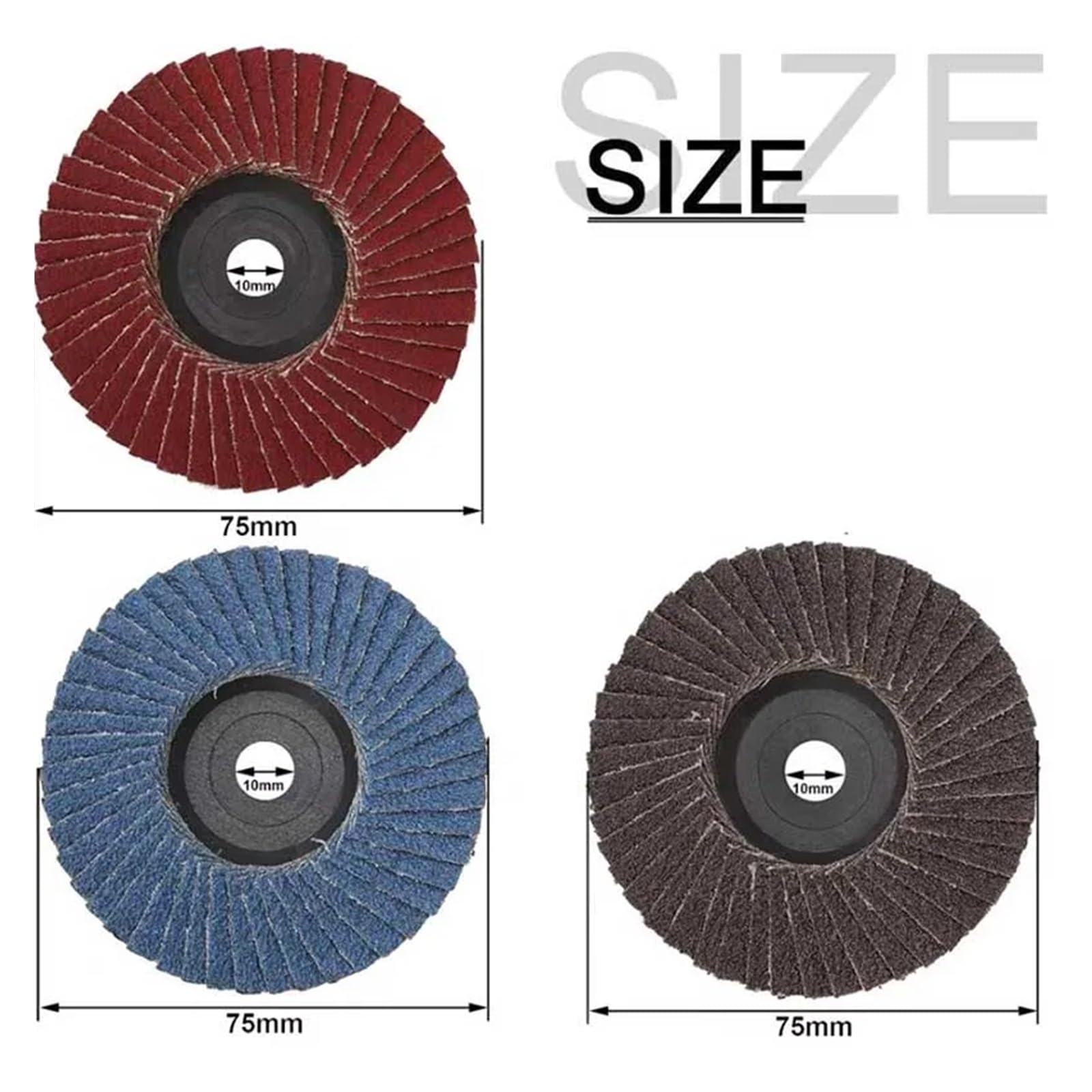 Discos de solapa planos de 75mm, muelas de molienda de 3 ", accesorios de amoladora angular Mi/ni, discos de lijado for pulido de madera y Metal, 3 uds.