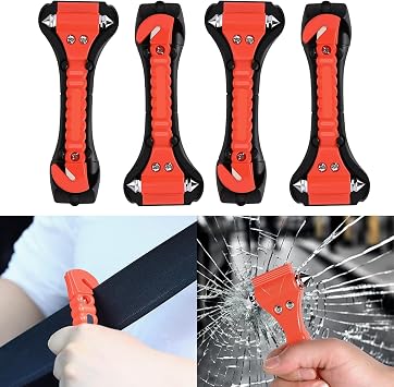 4PCS Car Safety Hammer Set, Window Breaker Seatbelt Cutter, Car Window Glass Hammer Breaker and Seat Belt Cutter Escape Tool for Family and Auto Traffic Accident Emergency Escape 4PCS