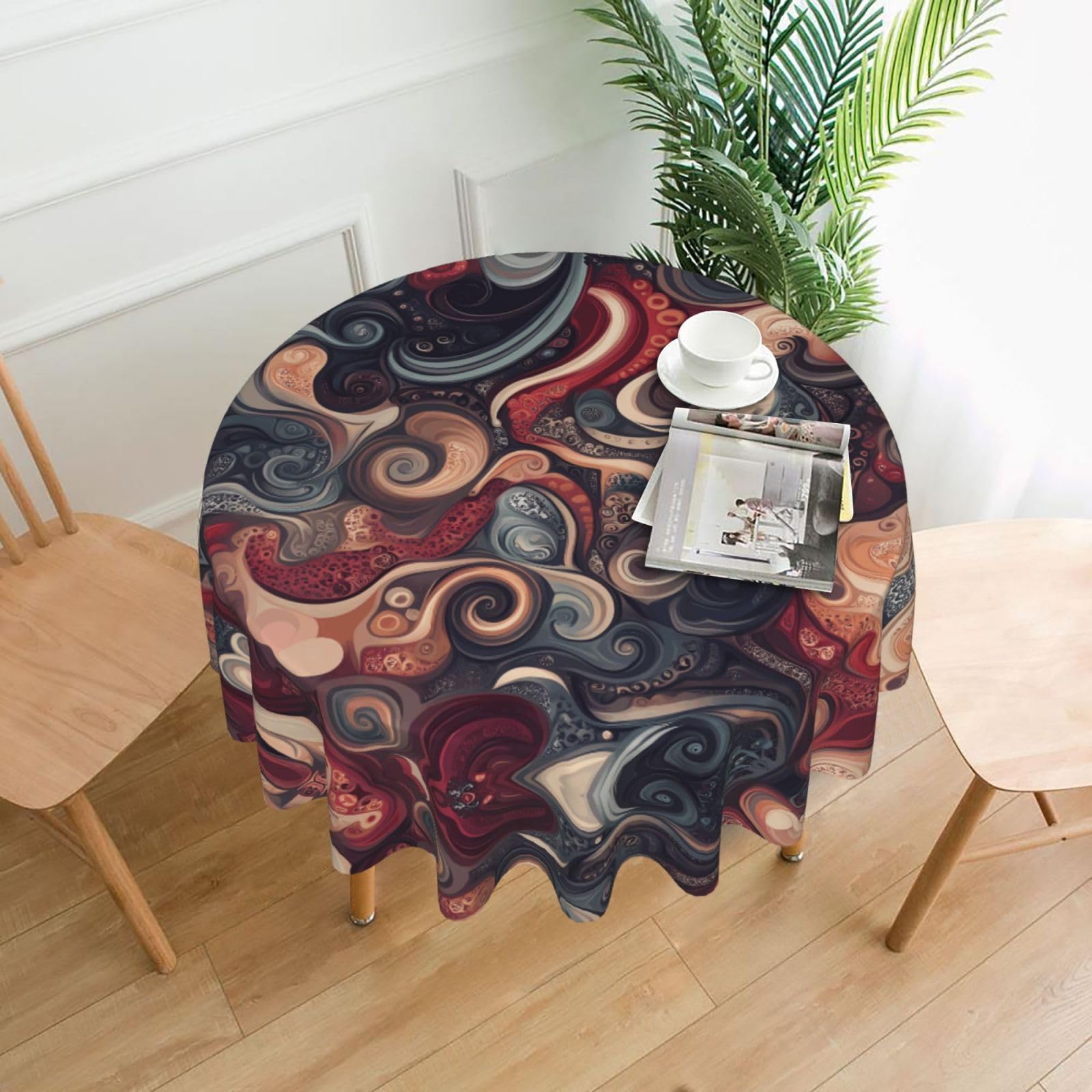 HLBSDM displays Printed Practical Round Tablecloth, Durable, Suitable for Home, Restaurant, Hotel, Gathering, and Decorative Table Covers