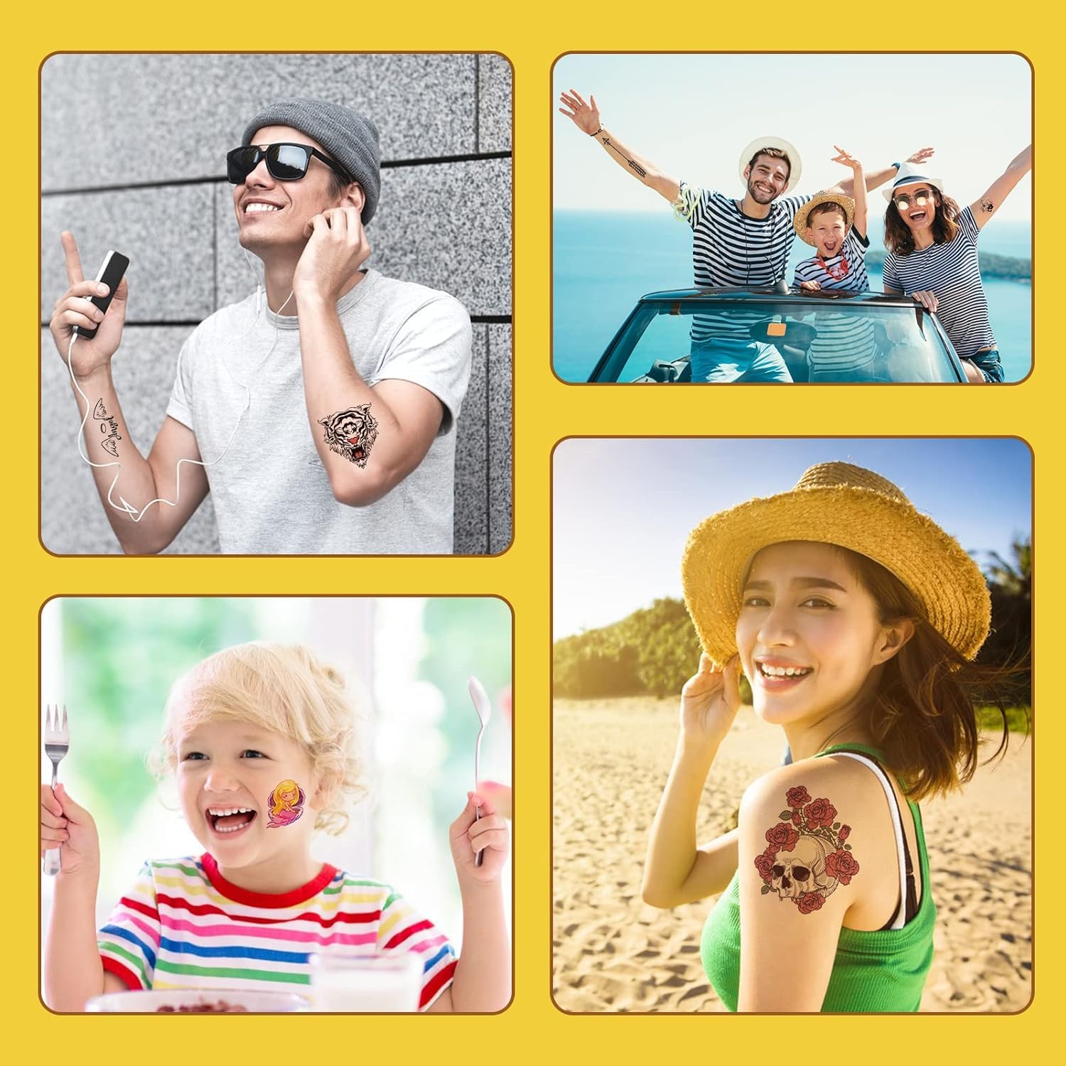 Printable Temporary Tattoo Paper for Inkjet Printer - 8.5"X11" DIY Personalized Image Transfer Sheet for skin (White-50 Sets)