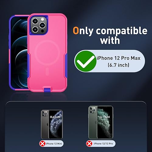 Miniatura 8 de Xmon Funda magnética para iPhone 12 Pro Max probada contra caídas de grado militar y con MagSafe Protector de pantalla de vidrio templado con lente