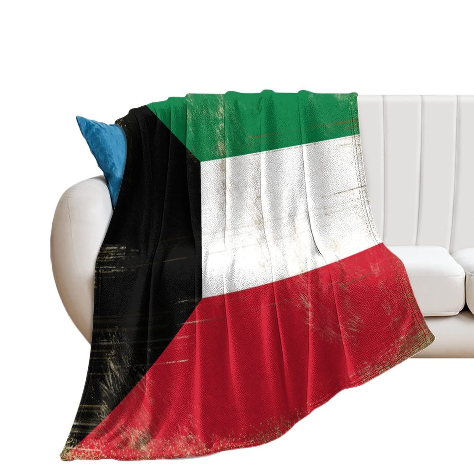 Couverture drapeau Koweït en flanelle douce pour lit et canapé de 153x203 cm