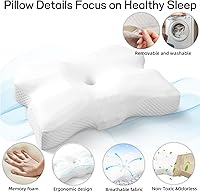 Vista 5 de Almohada para el cuello para dormir, Almohada para dormir de lado, Almohada ergonómica de espuma con memoria con funda de almohada de seda helada