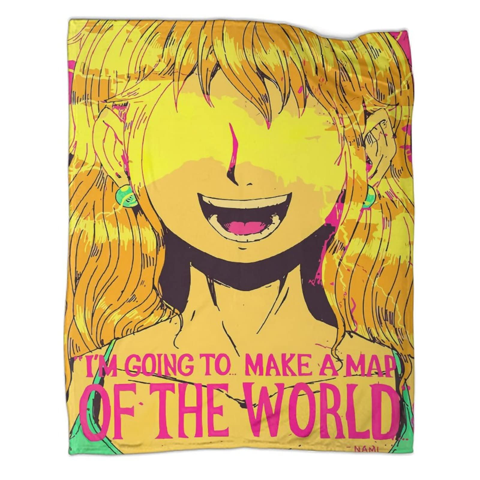 SHIYUAN Japanese Anime Blanket One Piece Nami Blanket Flannel Bed Cozy Soft Plush Bed Sofa Living Room 60x80inch(150x200cm)