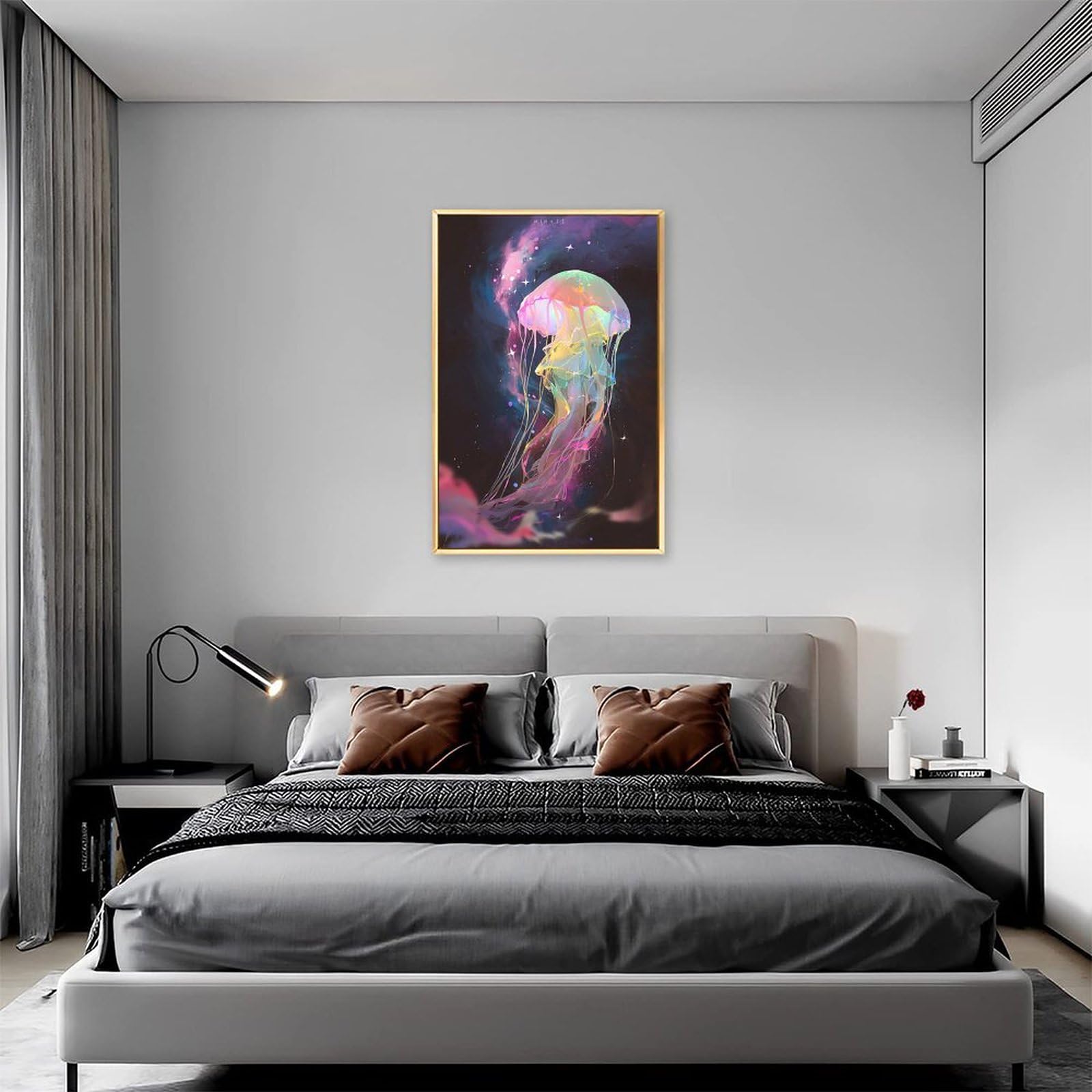 Amazon.co.jp: 絵画 宇宙に浮かぶカラフルなクラゲインテリア 絵画