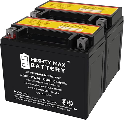 Mighty Max Battery YTX12-BS 12V 10Ah Replacement Battery compatible with Power Sonic PTX12-BS - 2 Pack
