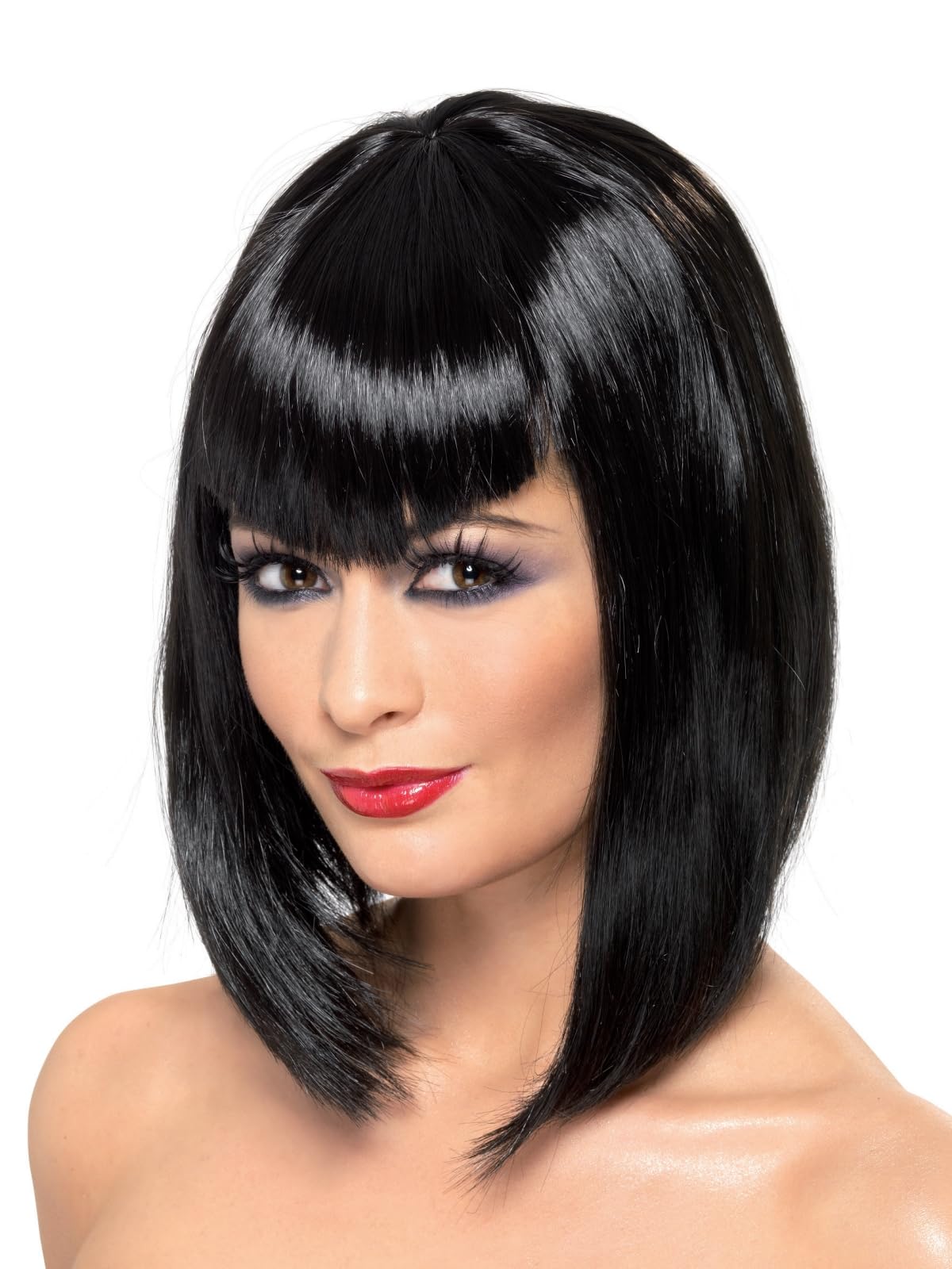 Smiffys Women's Black Vamp Wig Short With Fringe