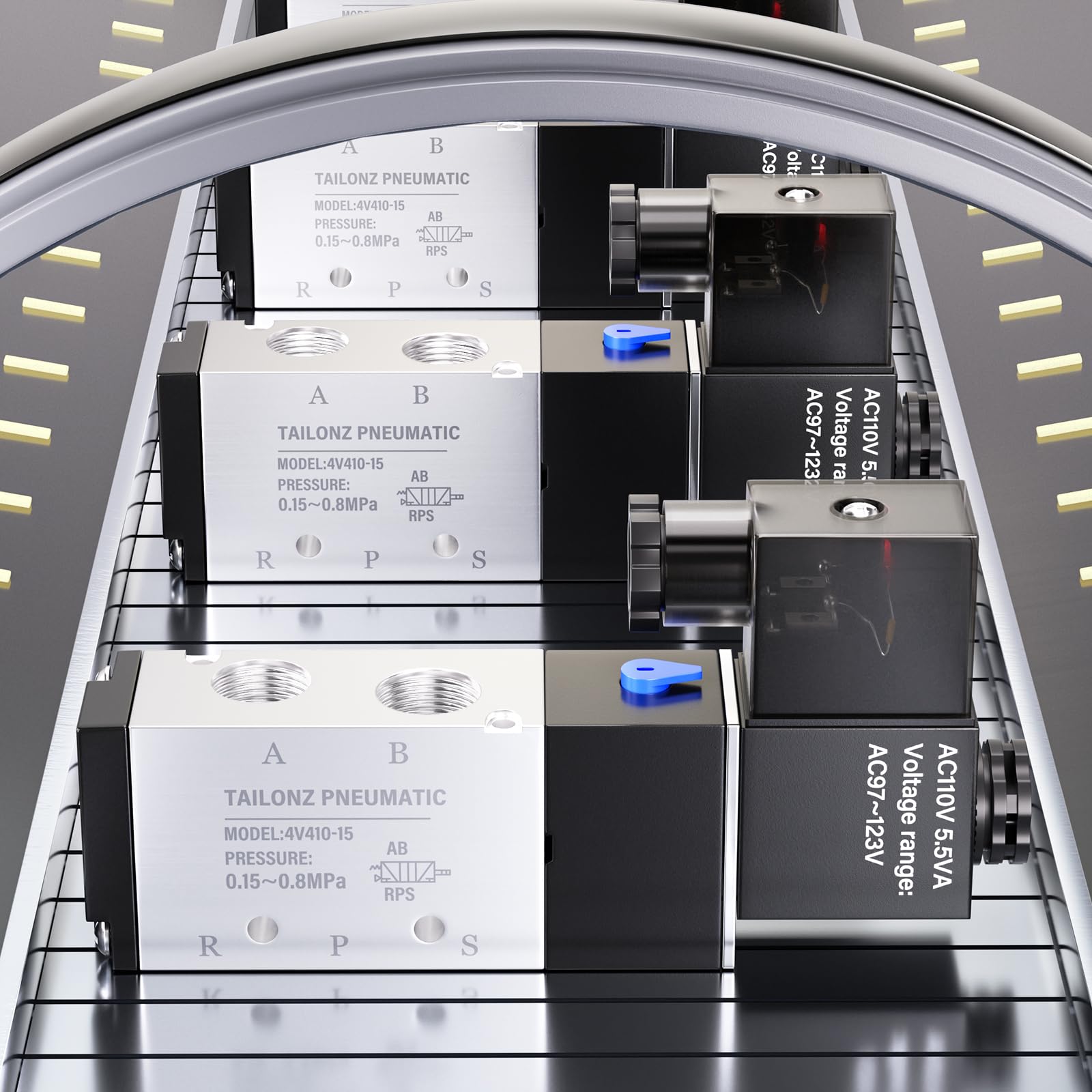 Électrovanne TAILONZ PNEUMATIC 1/2 "BSP 4V410-15 110V simple bobine pilotée électrique 2 positions, 5 voies