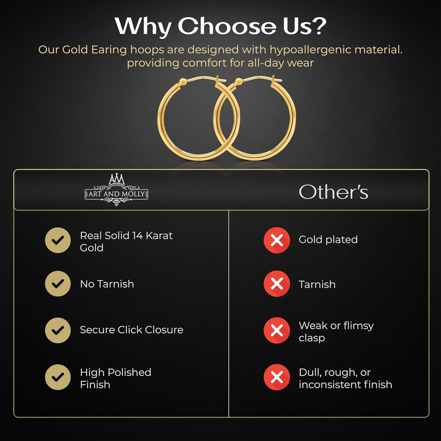 14k Gold Hoop Earrings, 1" Diameter - Image 8