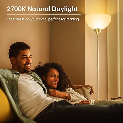 Miniatura 4 de BoostArea Lámpara de pie, lámpara LED de pie de 12 W, lámpara de 70.1 pulgadas de alto, bombillas LED de repuesto, 2700 K blanco cálido, cuidado de