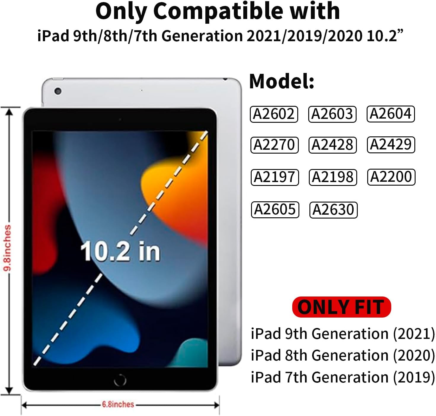 Case for iPad 9th/8th/7th Generation10.2, Shockproof 360 Rotating Stand Shoulder Hand Strap with Pencil Holder for iPad 10.2 inch 2021/2020/2019 Case (Iceblue+White)