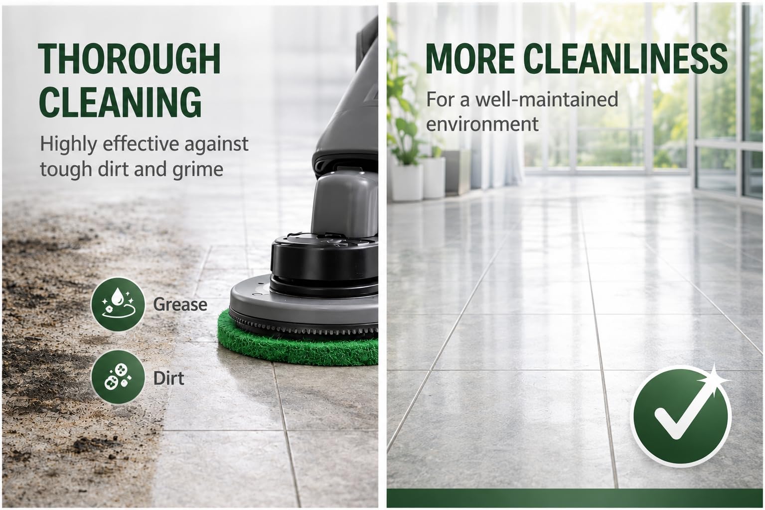 Almohadillas de suelo gruesas de 432 mm de diámetro, color verde, 5 unidades, para limpieza básica y suciedad fuerte, lavables y duraderas