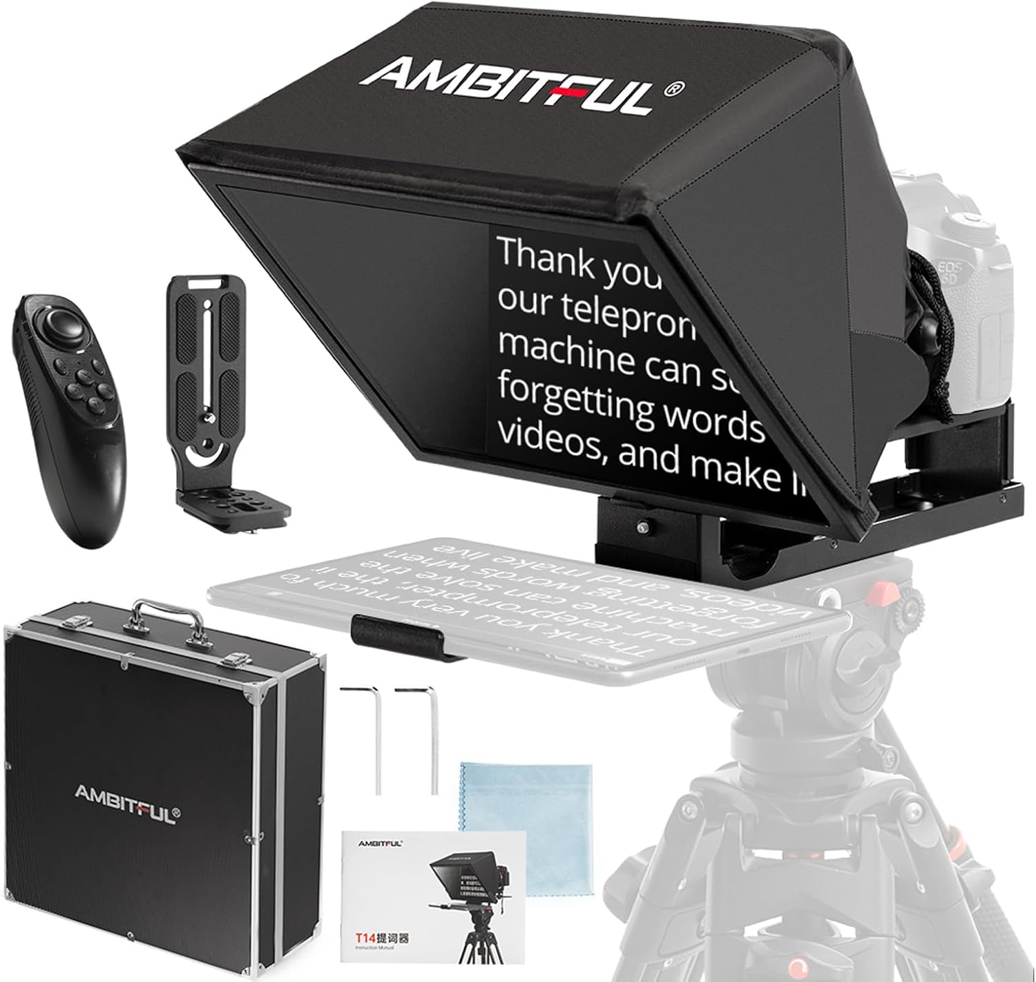 Ambitful T14Pro Teleprompter with accessories