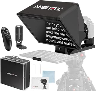 Ambitful T14Pro 14''Teleprompter for Camera,iPad Android Tablet, Smartphone, App Control/No Assembly,Compatible with iOS Android,for Online Teching/Interview/Vlogger/Live Streaming