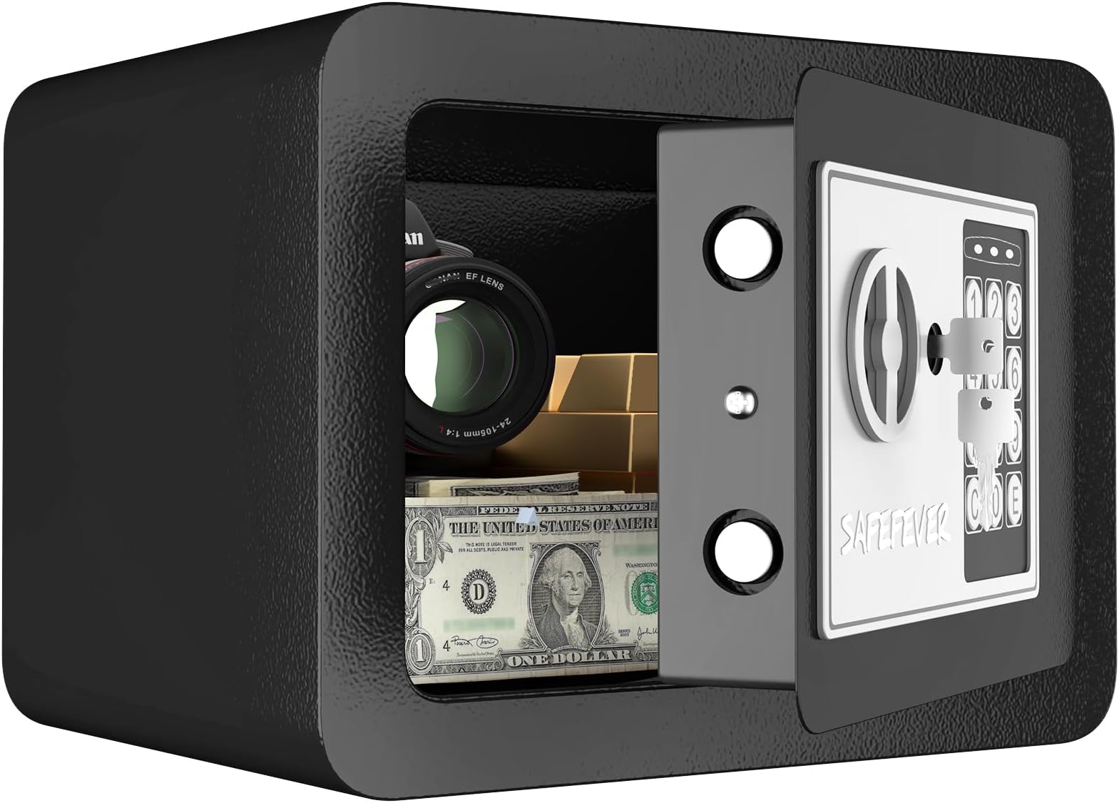 Mini Safe,Small Safety Box for Home,Digital Security Cabinet Safes with Electronic Keypad, 0.23 Cubic Steel Safe Box for Money,Coins,Cash,Jewelry,Black