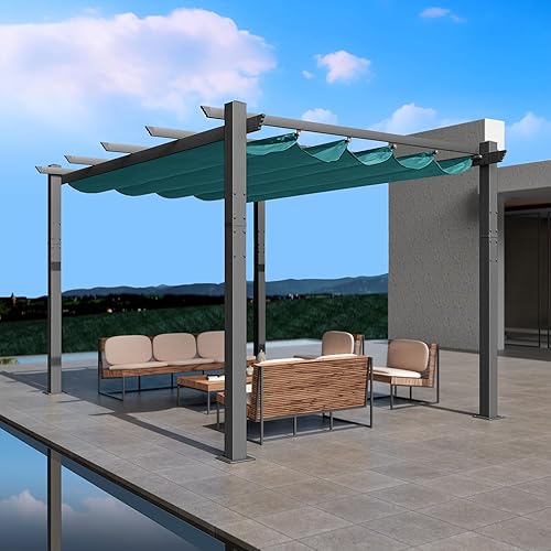 Miniatura 41 de Kozyard Morgan - Pérgola con marco de aluminio gris extragrande para exteriores con toldo para sombrilla (10 x 13 pies, beige)