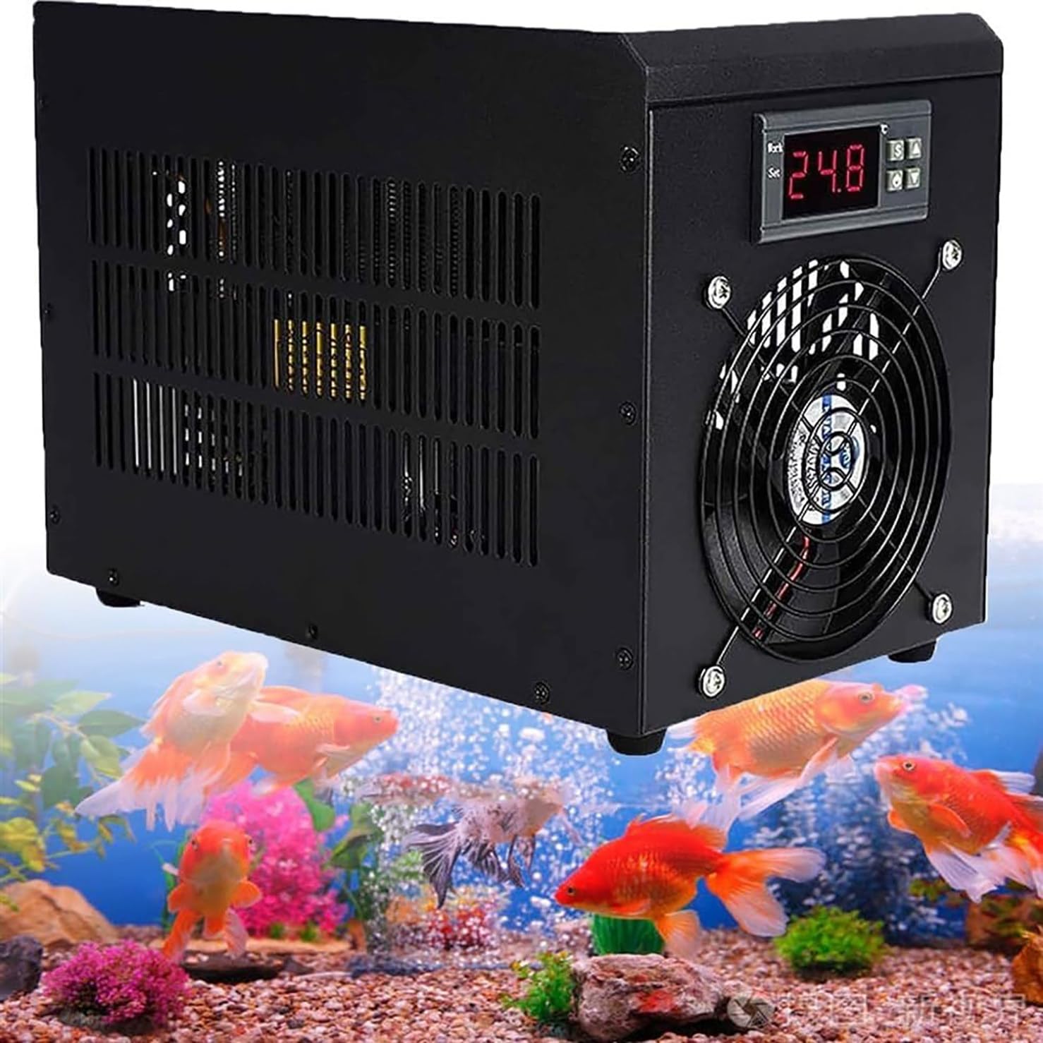 Akwarium Akwarium Chiller Elektroniczna Chłodnica Inteligentna Chłodnica Akwarium z Pompą Wodną do Hydroponiki Meduzy Rafy Koralowej,60L