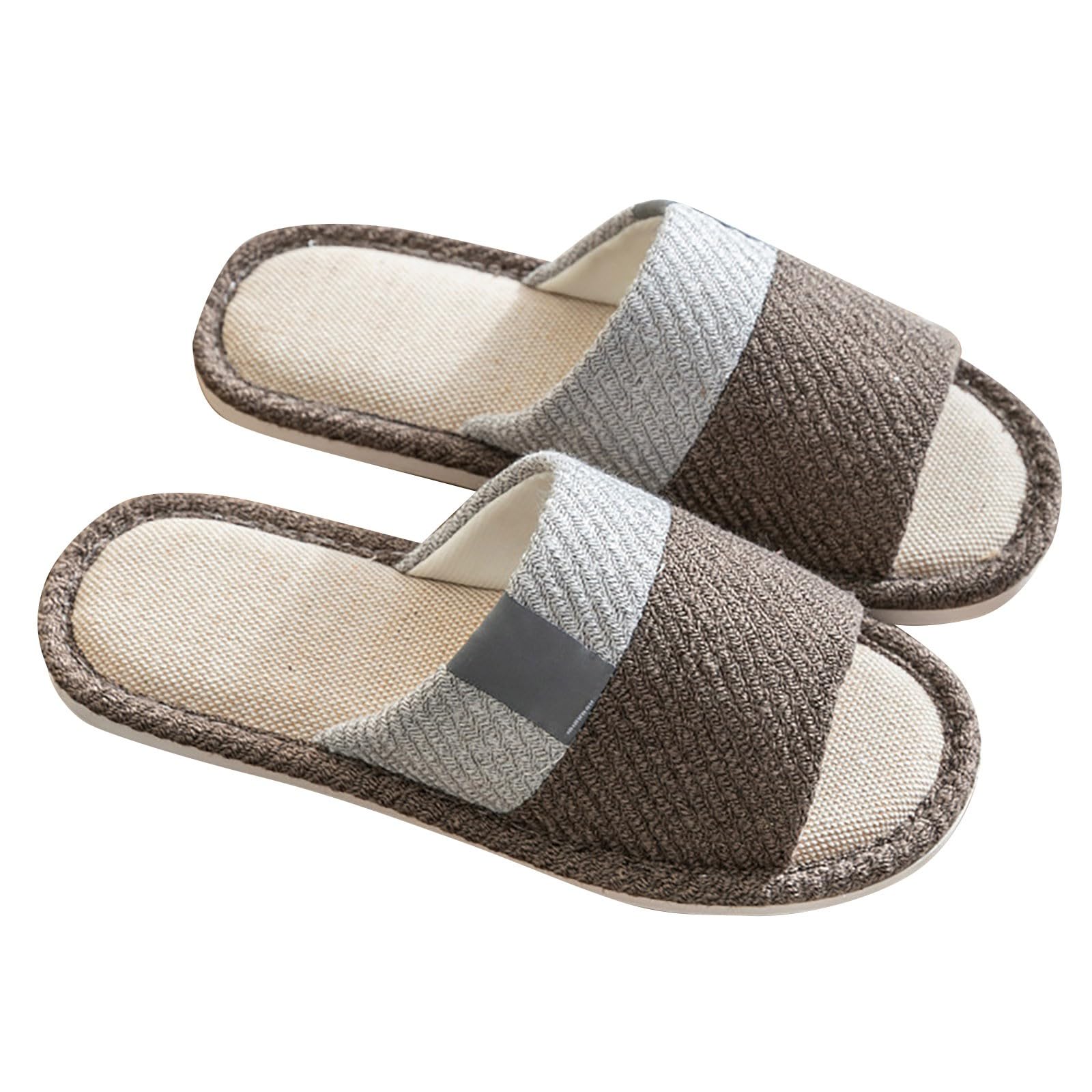 womens slippers size 7 Open Toe Slippers Women Summers Cute Slip on Home Indoor Footwear Casual Non-Slip Bathroom Shoes Comfort Warm Wide Fit Silent House Sliders Autumn Winter Gifts Coffee 7