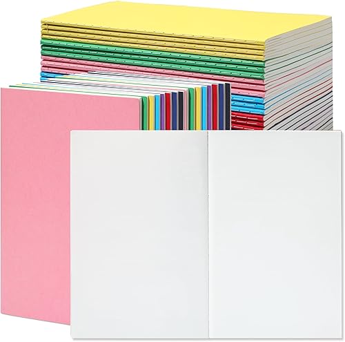miikoul Paquete de 48 cuadernos A5 en blanco a granel, papel colorido de tapa suave sin forro para niños, estudiantes, viajeros, dibujos, escritura,