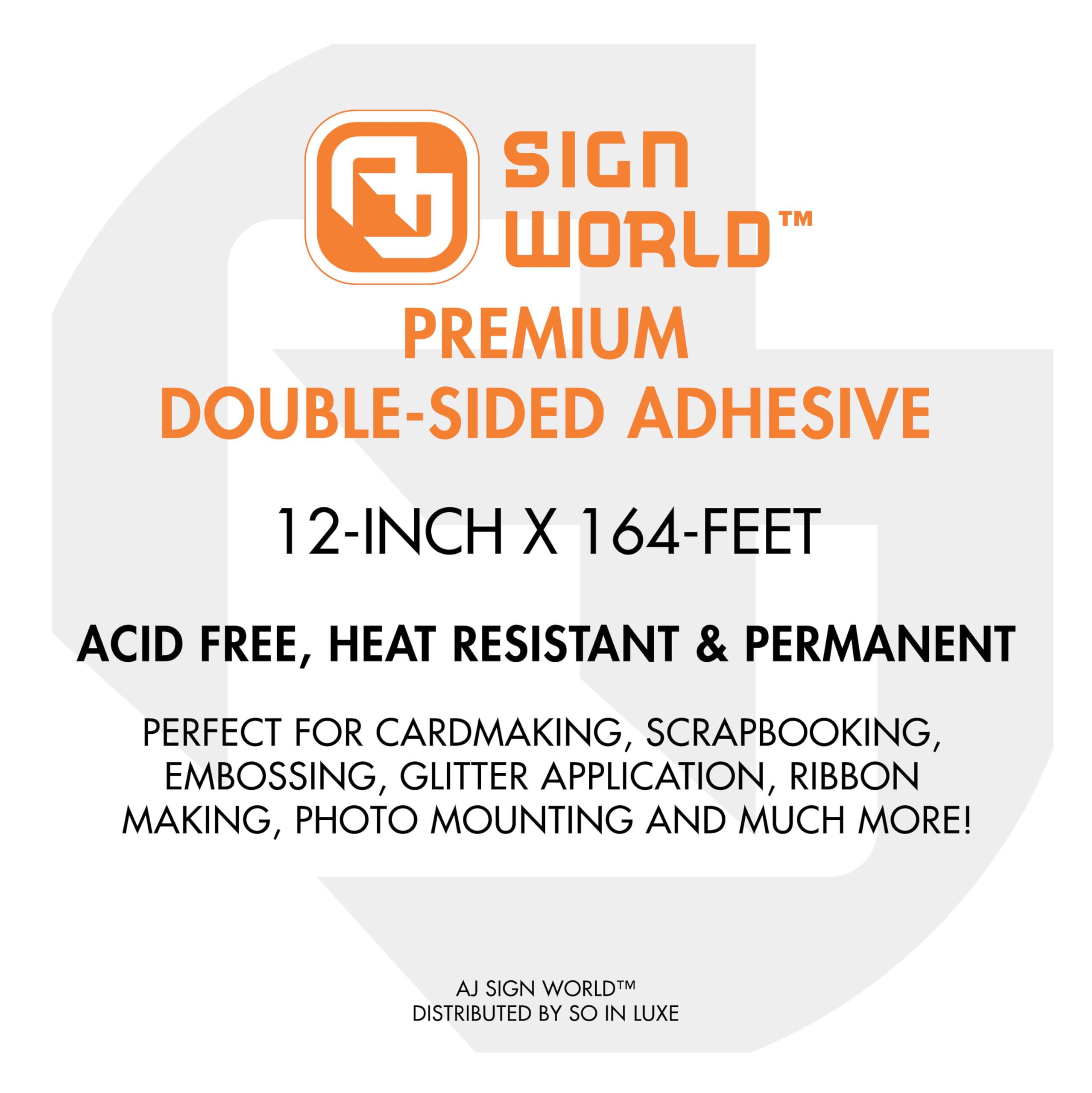 AJ Sign World Bestes 1/4 Zoll ultradünnes doppelseitiges Klebeband für Kunst, Handwerk, Fotografie, Scrapbooking, Abreißen, für Handarbeiten, Papierrückwand (0,6 cm x 50 m)