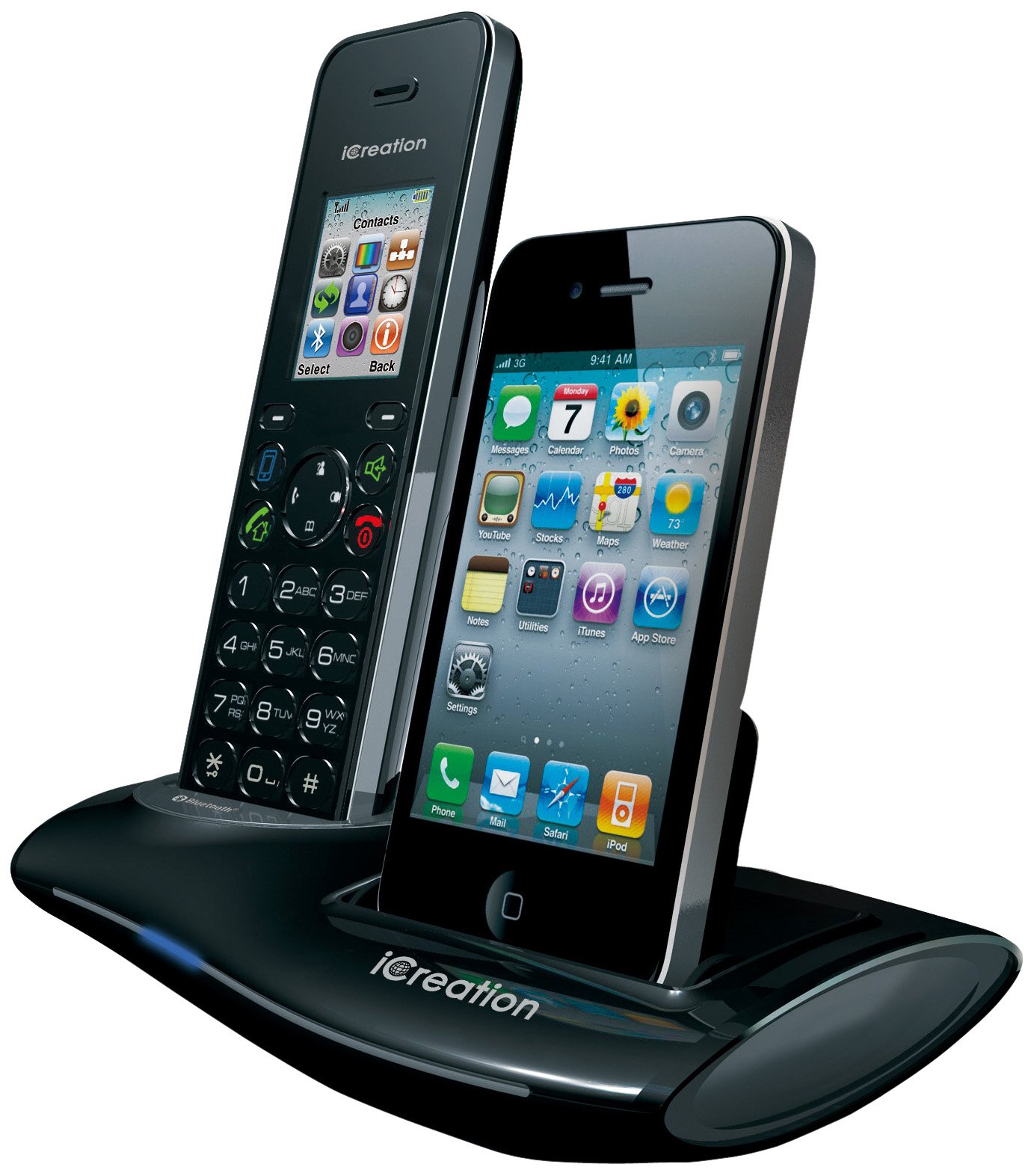 iCreation i-650 Apple iPhone Compatible DECT Cordless Phone System - Black