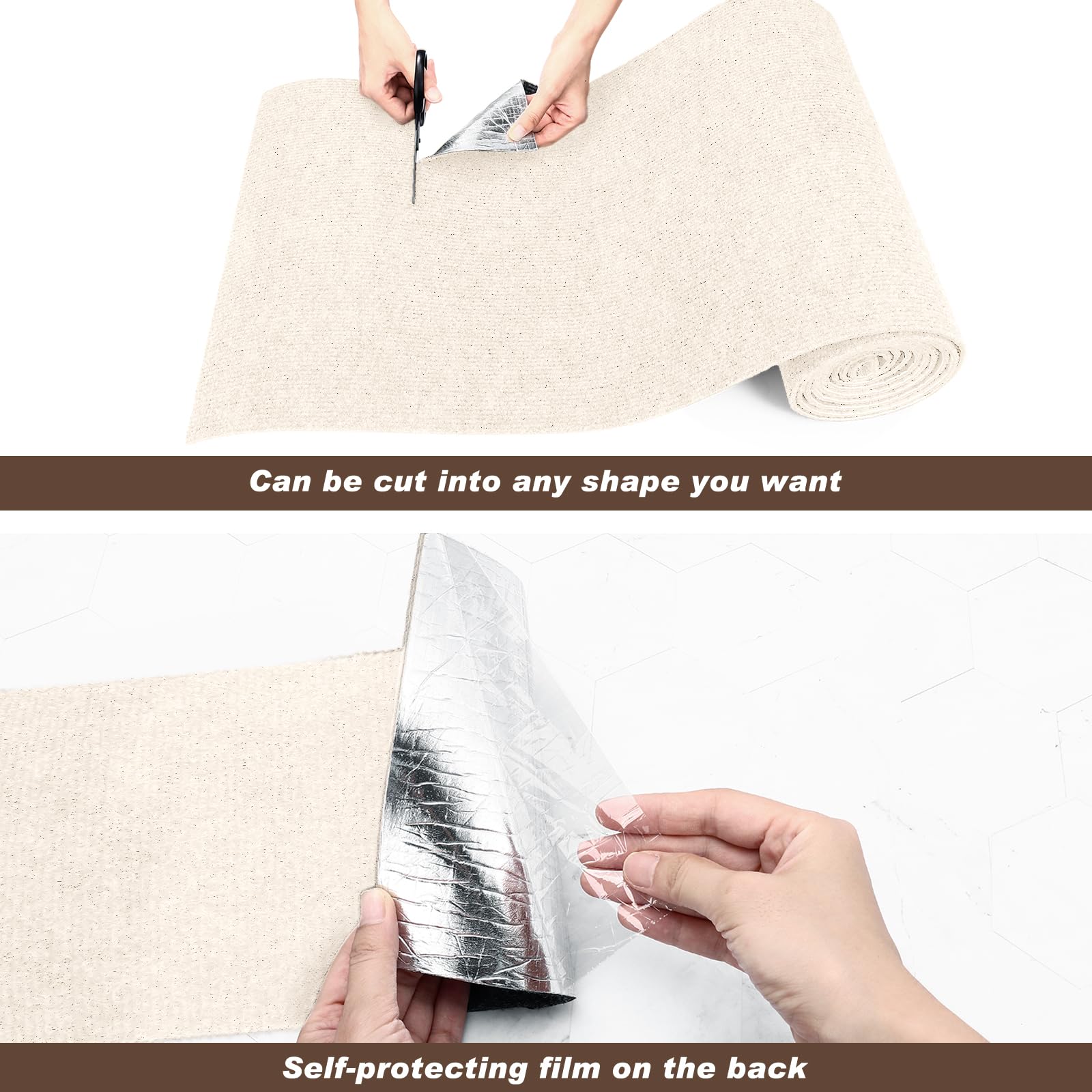 300cm x 40cm Griffoir Chat, Tapis Griffoir Chat Auto Adhésif, DIY Protection Canape Chats Anti Griffe, Trimmable Chats Grattoir avec 20 Vis pour Protéger Meubles Tapis Canapé Mur