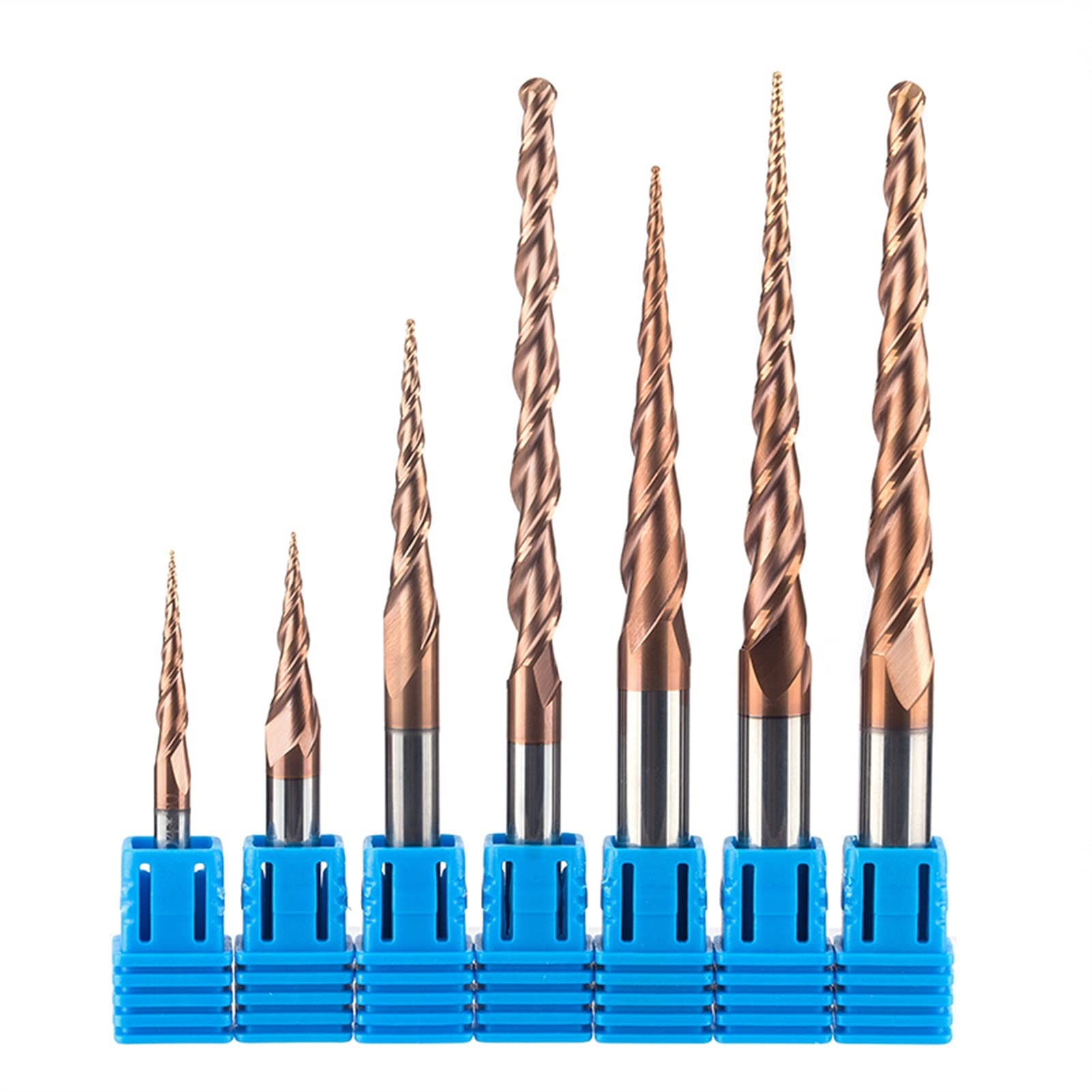 SUOFEILAIMU-PHONE CASE Metal HRC55 Tapered Ball Nose End Mill Tungsten Solid Carbide Coated Taper Cone CNC Milling Cutter D4-D10mm Engraving Bit (Cutting Edge Length : 1846)