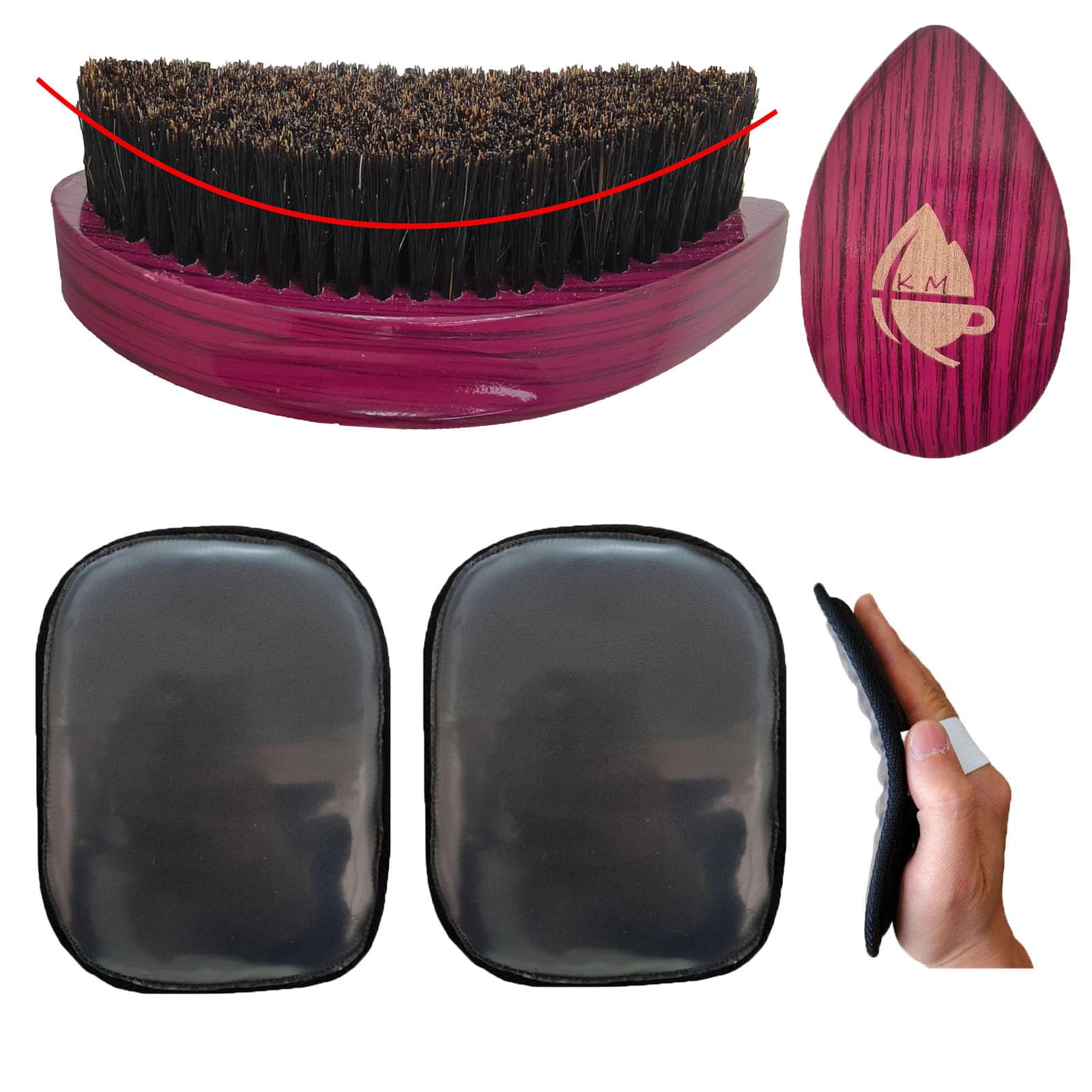 2PCS Laydown 360 Waves Training Pad And Curved 360 Wave Palm Brush With Medium Boar Bristle,Great for wolfing laying down 360 waves.