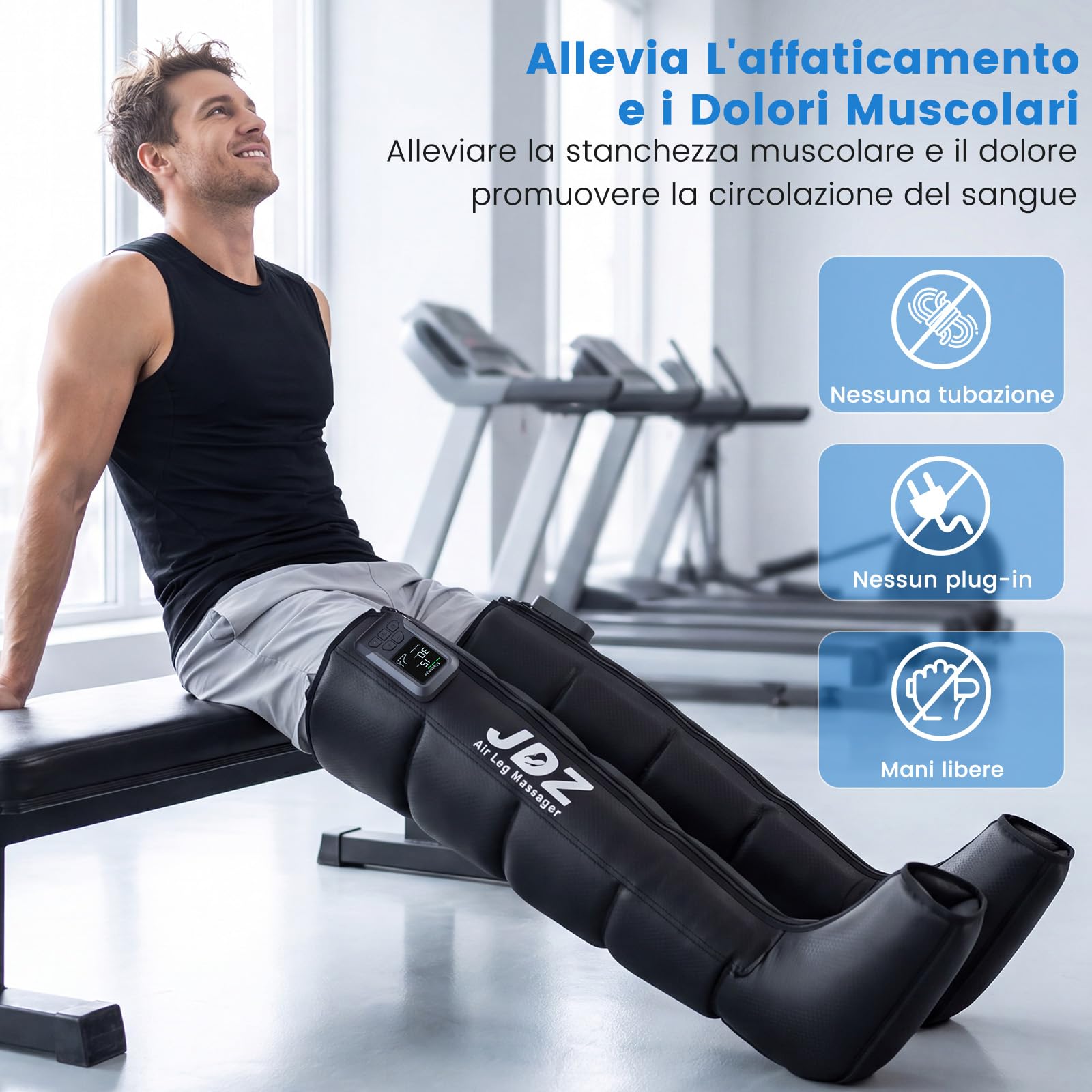 Presoterapia para Casa Relax Inalámbrico con 5 Cámaras de Aire, Botas Presoterapia Piernas Deporte con 3 Temporizadores para Pies Pantorrillas Muslos Confort Piernas Cansadas Relajación Muscular - XL