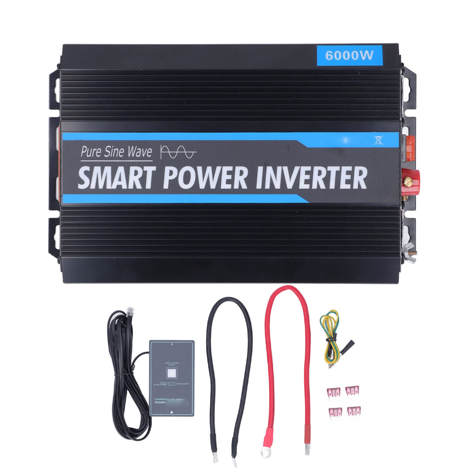 Acouto Przetwornica Czystego Sinusa Samochodowa Przetwornica Mocy z Wyświetlaczem LED do Systemu Zasilania energią słoneczną DC12V do AC220V 6000W dla Ciągłego 6000 Pure Sine InverterInwerter