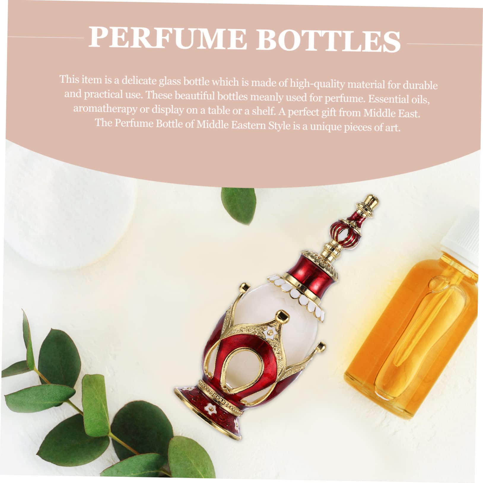 Kisangel Ägyptische Parfümflasche Vintage - Leere Sprühflasche Aus Metall & Glas, Rose Gold - 15 Ml - Für Parfüm, ätherische Öle & Reisen
